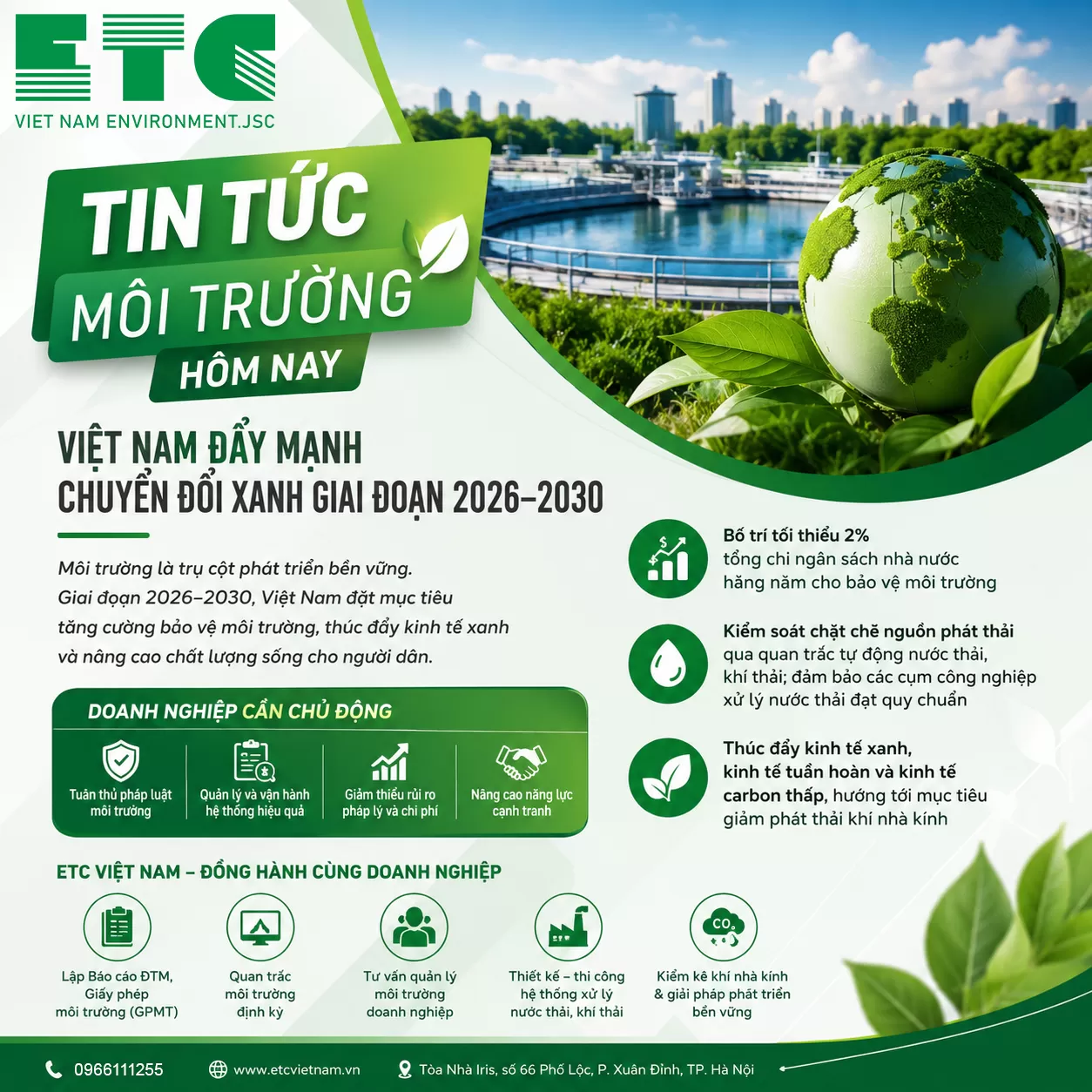 TIN TỨC MÔI TRƯỜNG HÔM NAY | VIỆT NAM ĐẨY MẠNH CHUYỂN ĐỔI XANH GIAI ĐOẠN 2026–2030